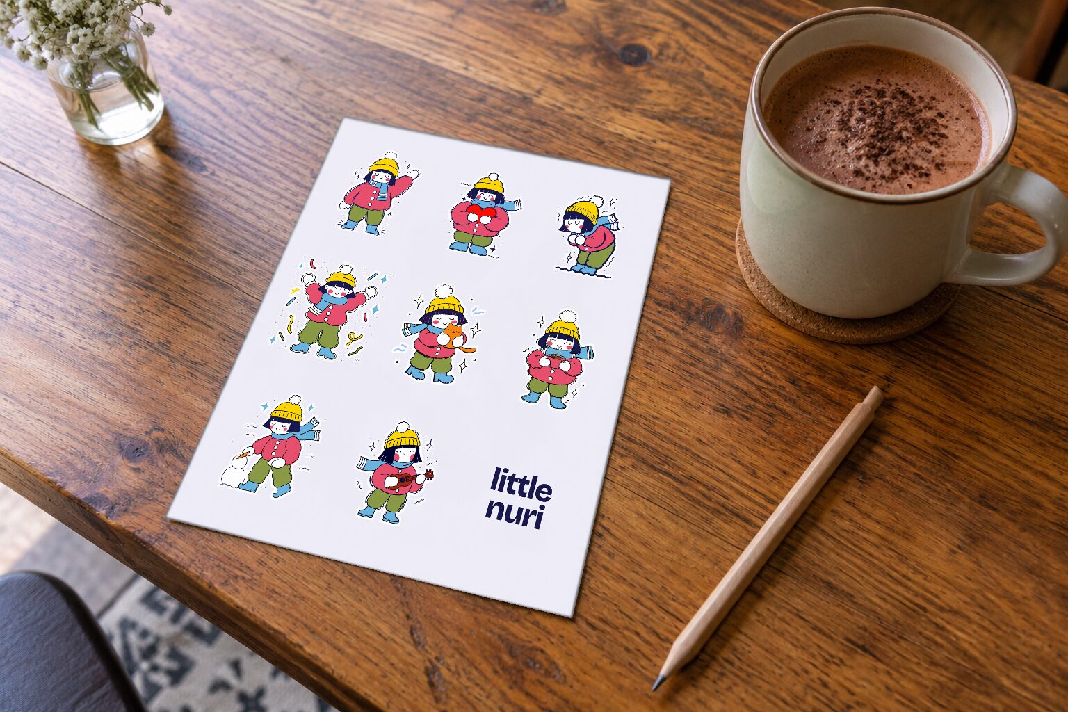 A sheet of eight stickers.
