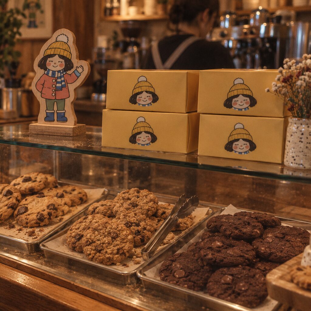 The cookie case on the counter.